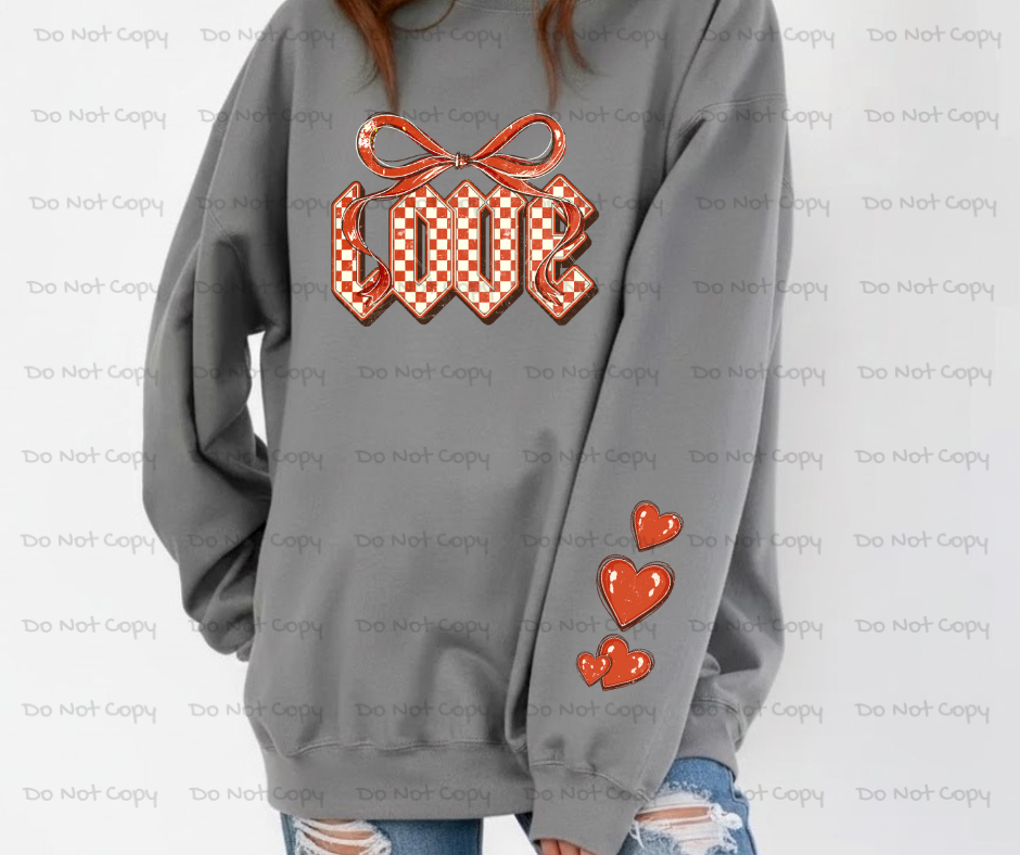 Love Checkered Valentines Day DTF Transfer Prints- Ready To Press