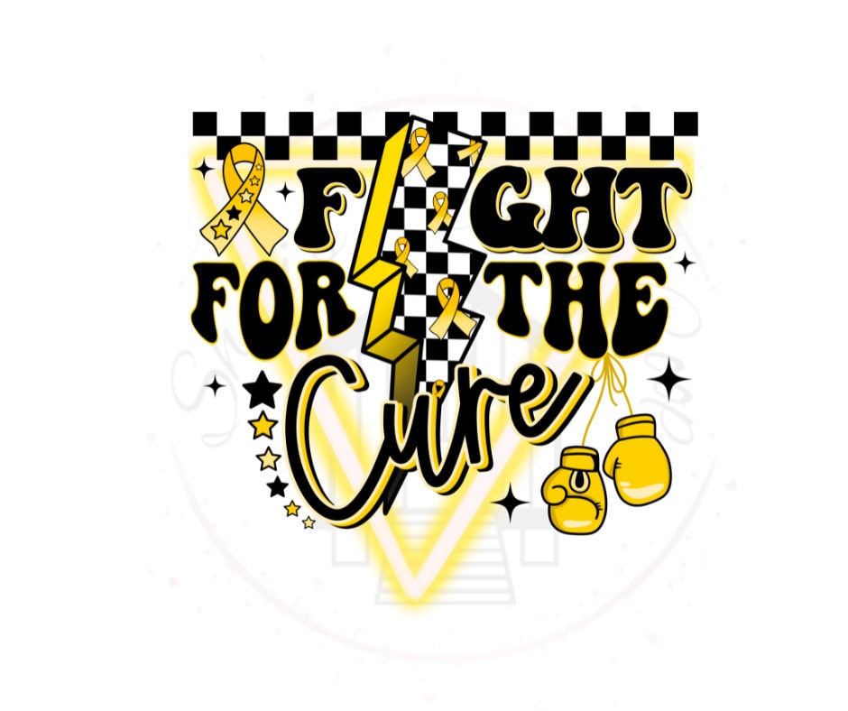 Fight For The Cure Gloves Childhood Cancer Awareness DTF Transfer Print (Only)