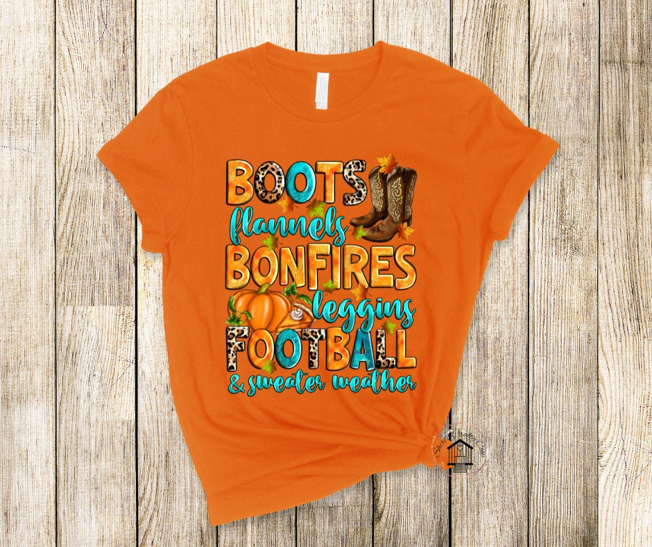 Boots Flannesl Bonfires Leggins Football And Sweater Weather DTF Transfer Prints