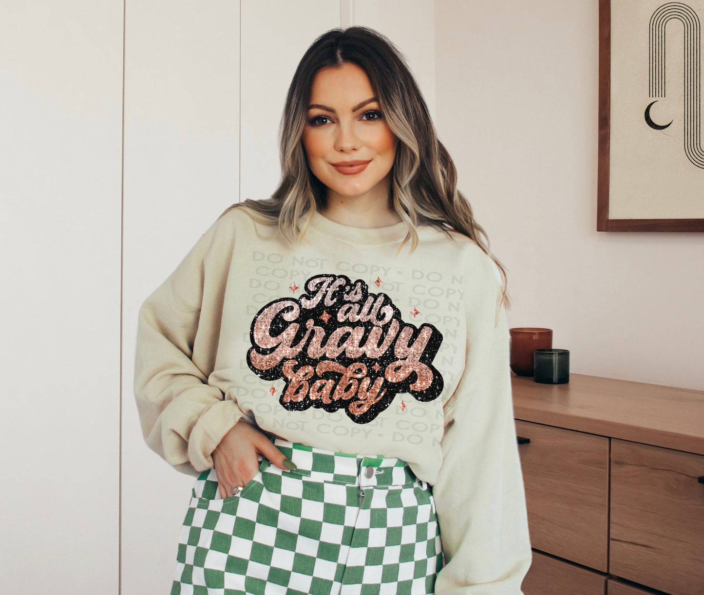 It's All Gravy Baby Faux Sequin/Glitter DTF Transfer Print(only) Ready To Press