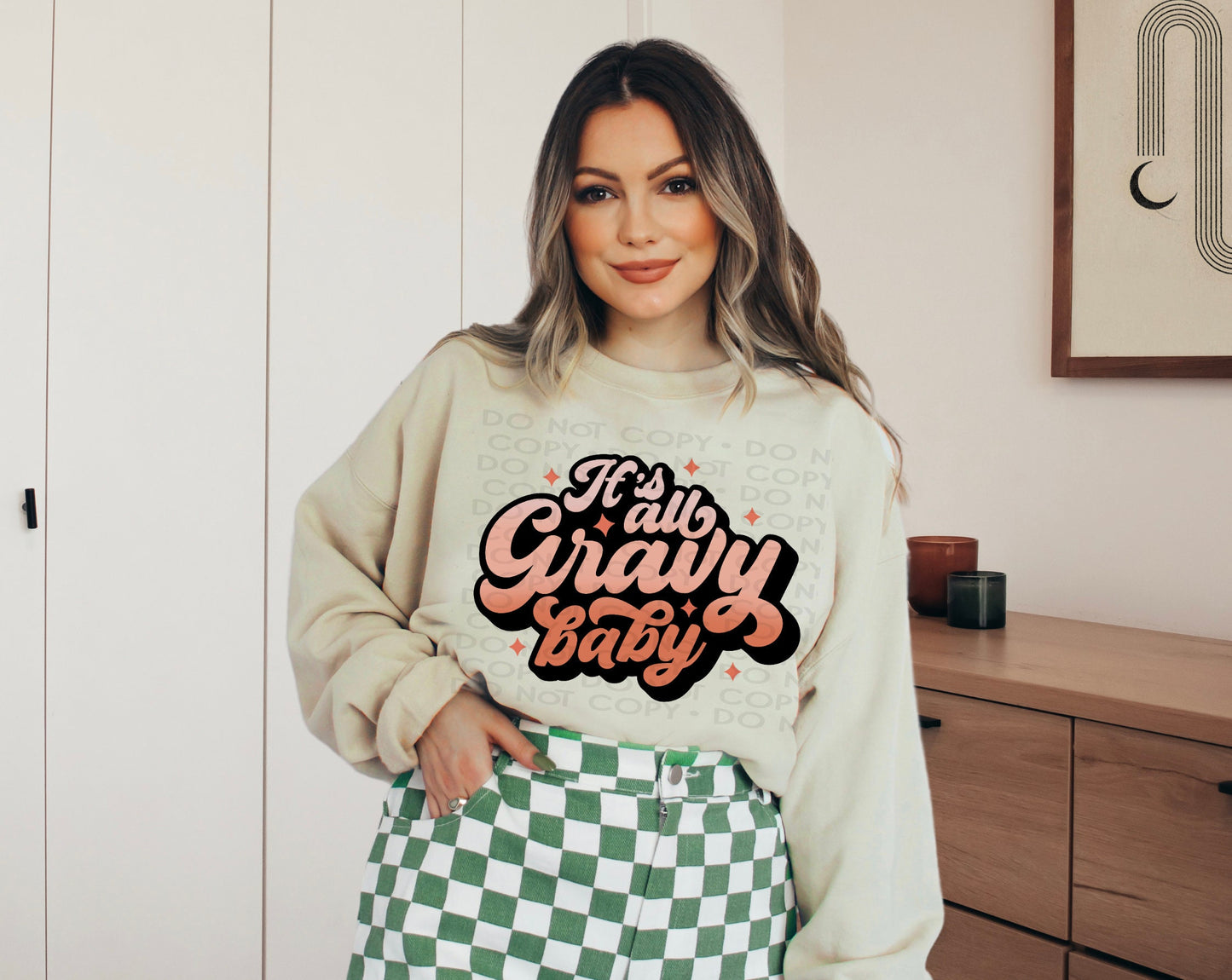 It's All Gravy Baby Faux Sequin/Glitter DTF Transfer Print(only) Ready To Press