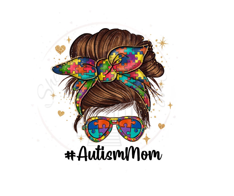 Autism Mom With Bandana DTF Transfer Print Ready To Press
