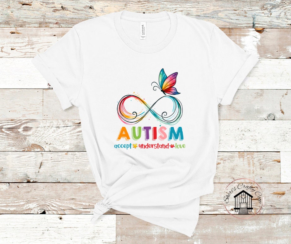 Autism Infinity Ribbon Butterfly DTF Transfer Print Ready To Press