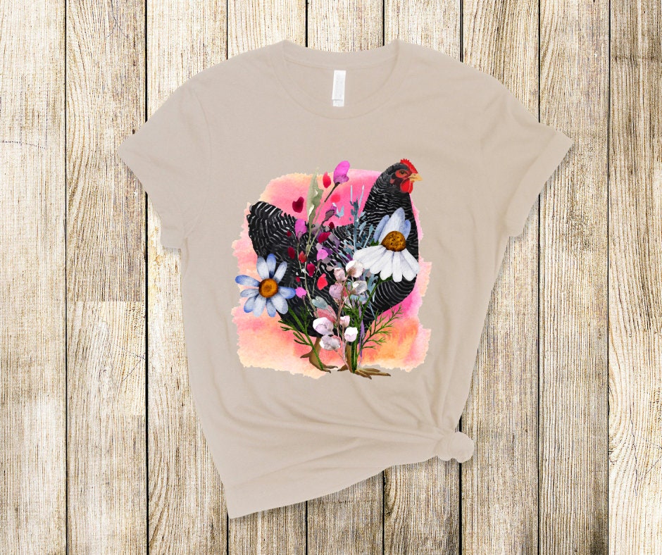 Floral Chicken DTF Transfer Print Ready To Press
