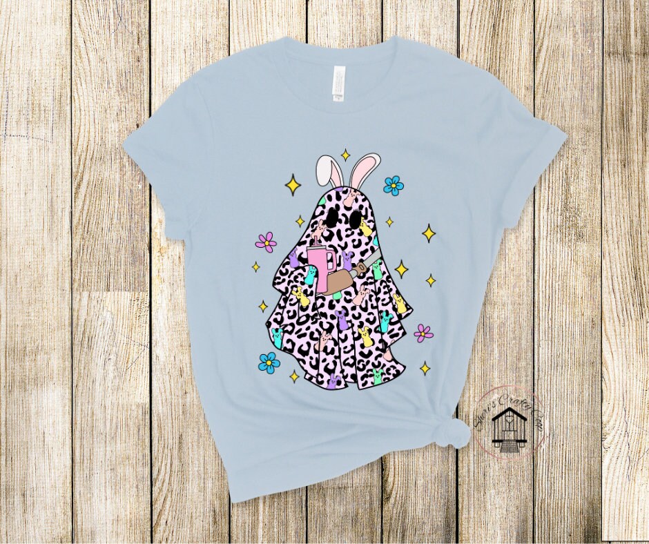 So Peeping Boujee Ghost Bunny With Tumbler DTF Transfer Print Ready To Press