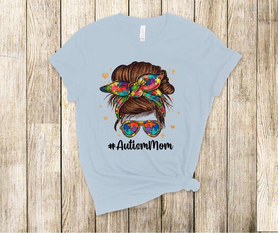 Autism Mom With Bandana DTF Transfer Print Ready To Press