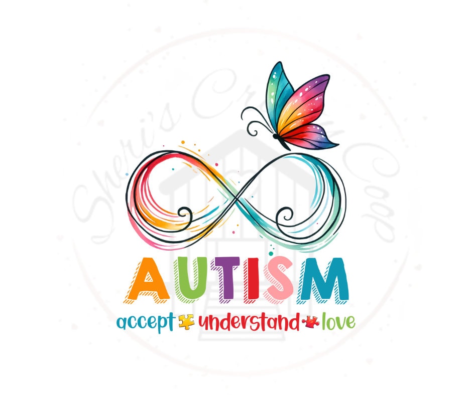 Autism Infinity Ribbon Butterfly DTF Transfer Print Ready To Press