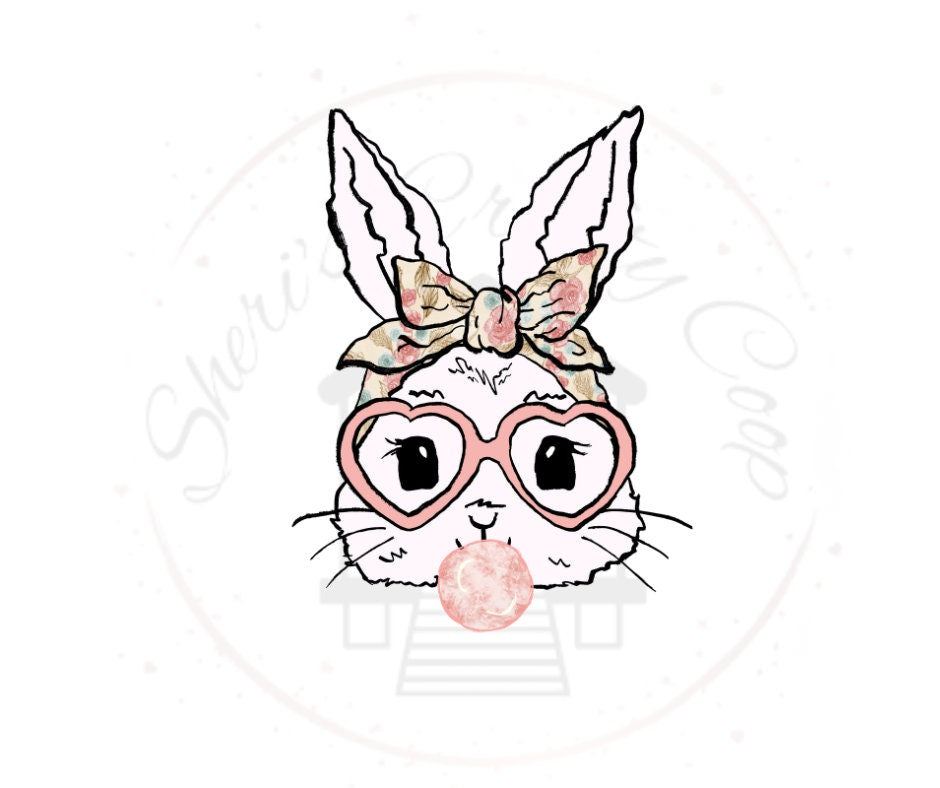 Cute Bubblegum Bunny Easter Bunny DTF Transfer Print Ready To Press