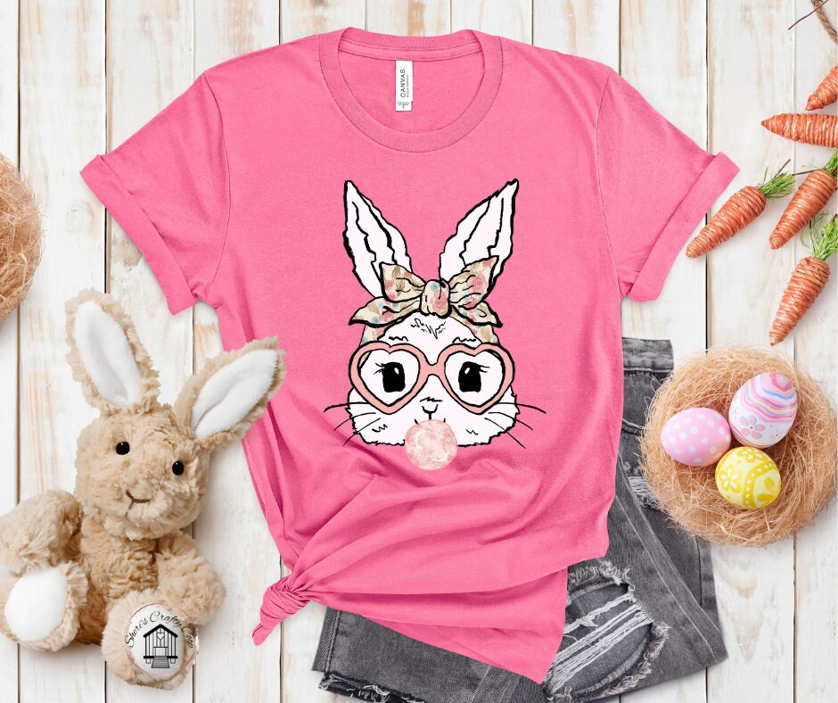 Cute Bubblegum Bunny Easter Bunny DTF Transfer Print Ready To Press