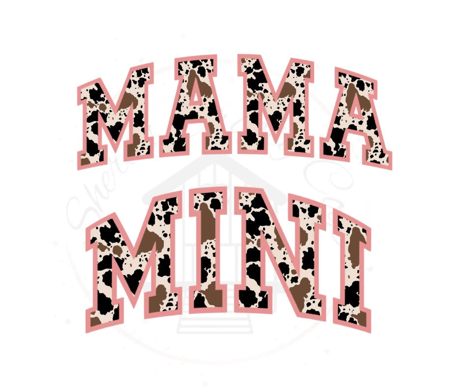 Cowhide Mama And Mini DTF Transfer Print Ready To Press