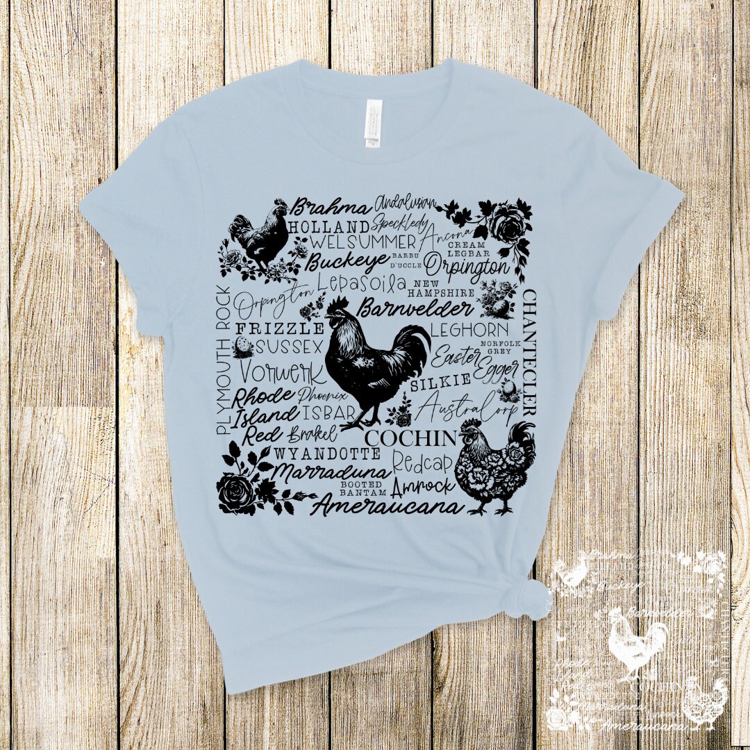 Chicken Breeds Word Art DTF Transfer Print Ready To Press