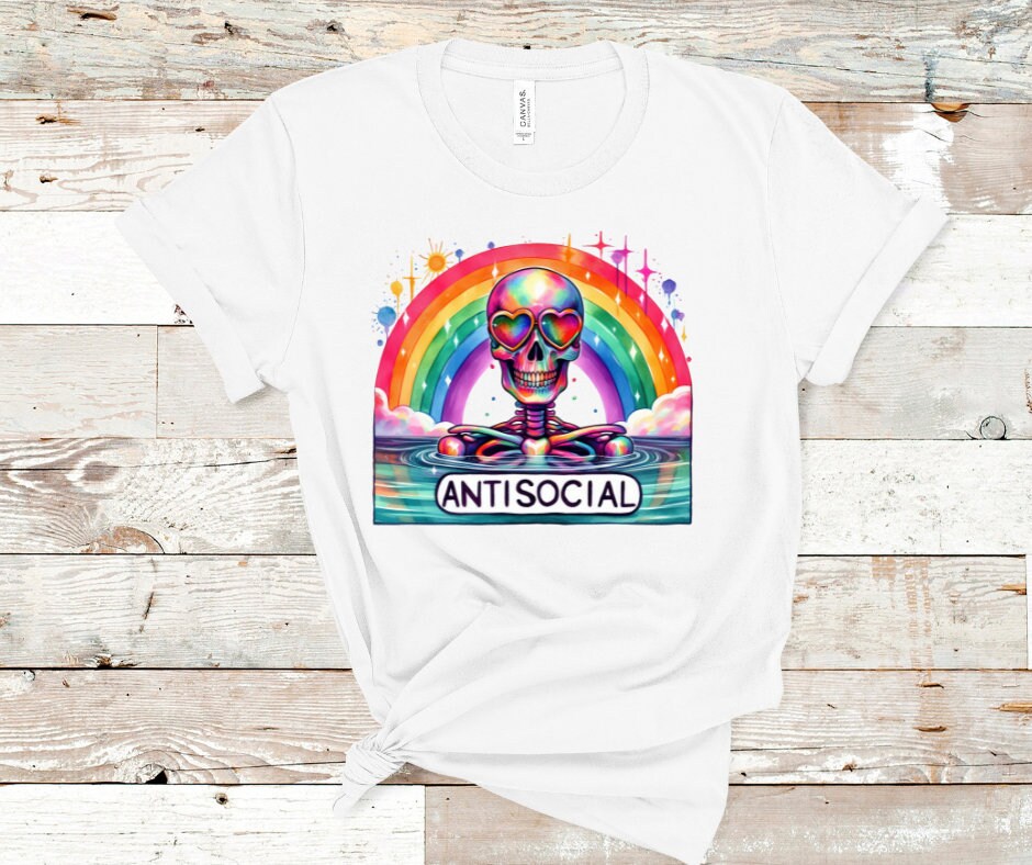 Antisocial Skeleton Full colored DTF Transfer Print Ready To Press