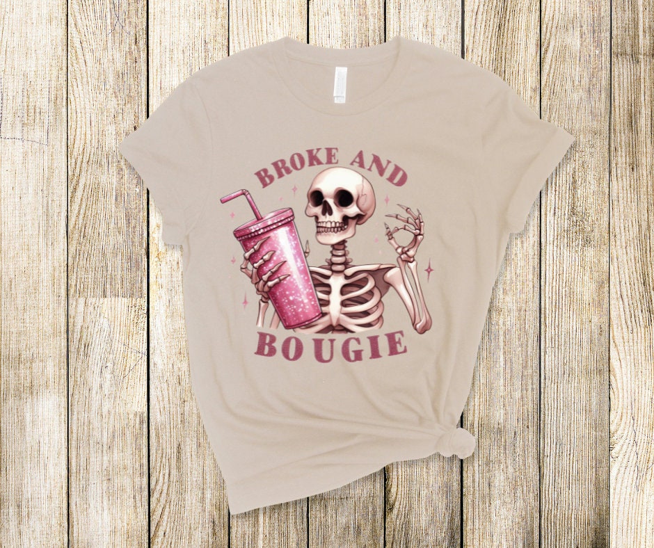 Broke And Bougie Skeleton Pink Tumbler DTF Transfer Print Ready To Press