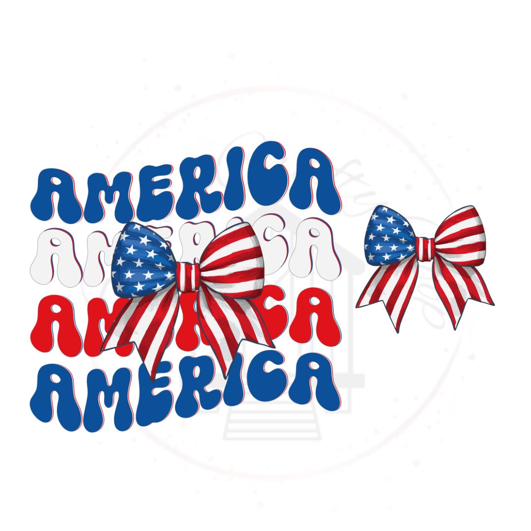 America USA Coquette Bow Front And Back DTF Transfer Print Ready To Press