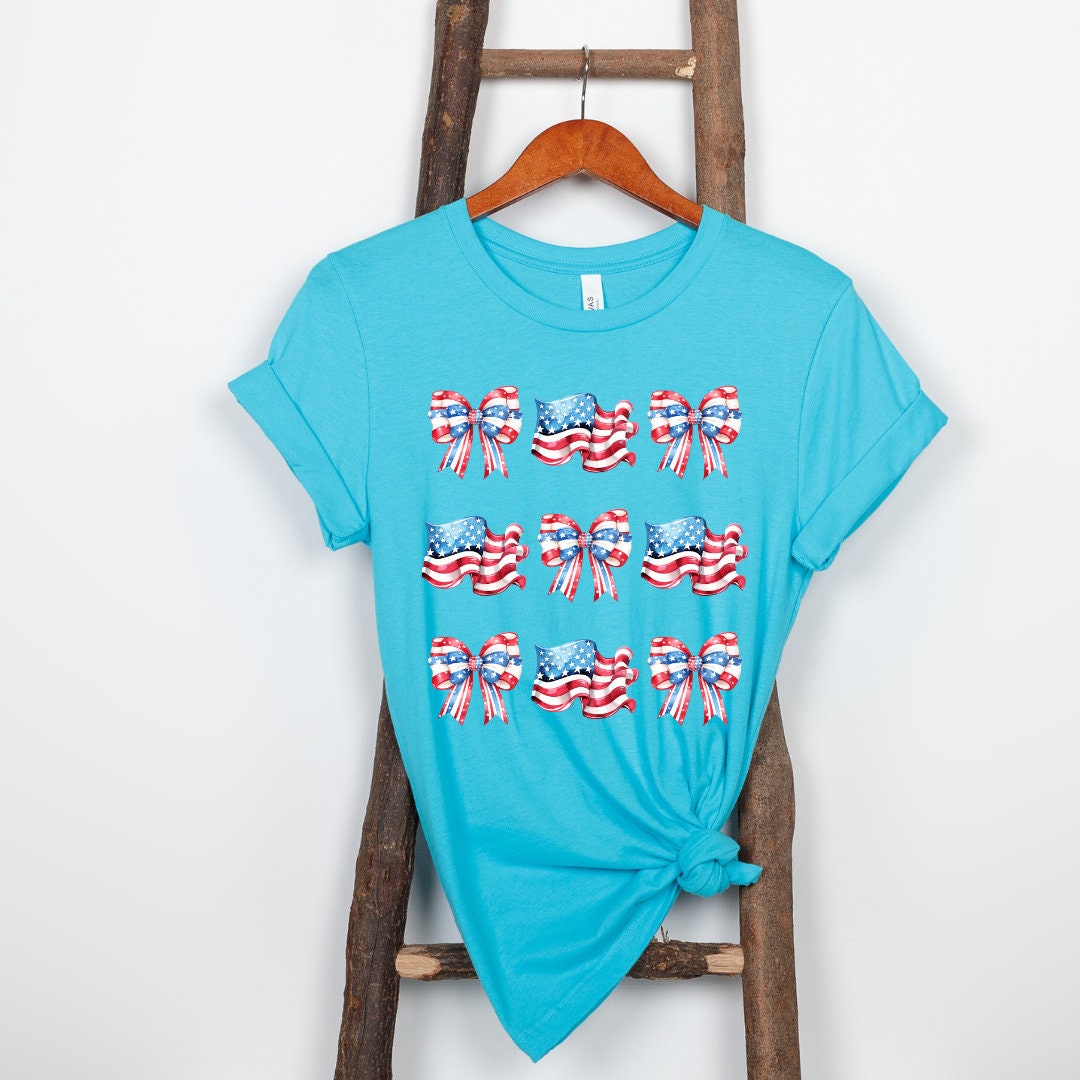 USA Coquette Bows And Flags DTF Transfer Print Ready To Pres