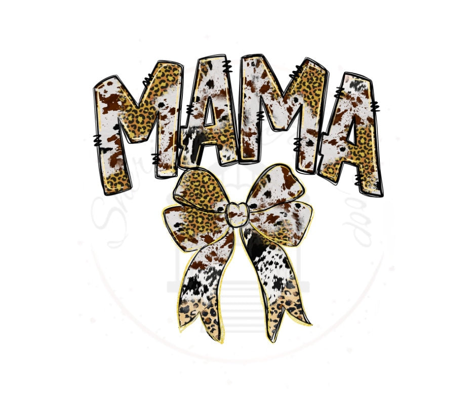 Western Mama Cowprint Coquette Full Colored DTF Transfer Print Ready To Press