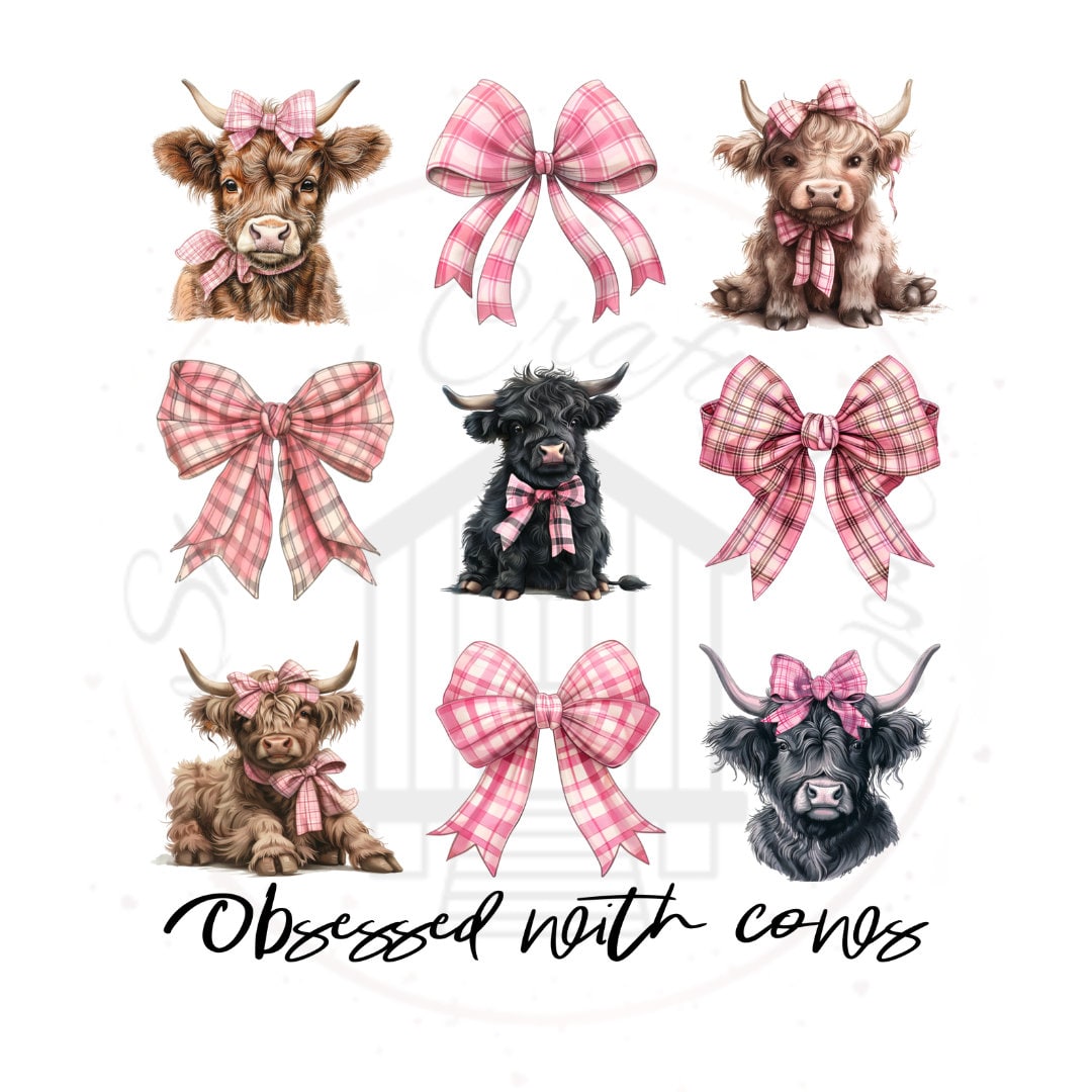 Obsessed With Cows Coquette Cows DTF Transfer Print Ready To Press