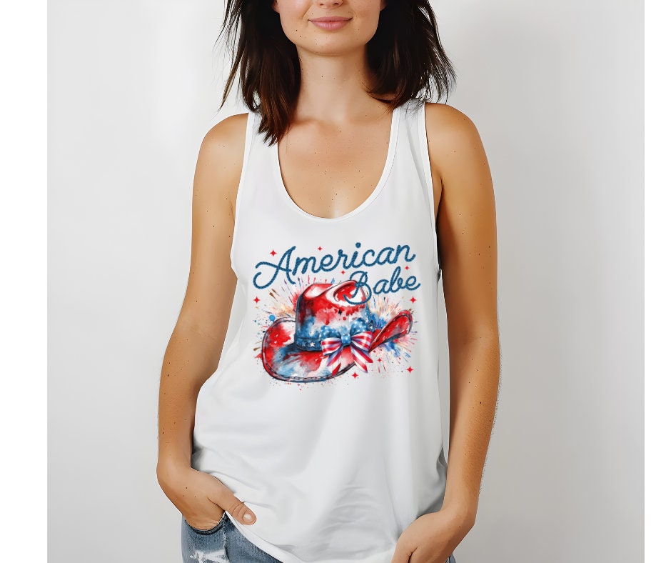 American Babe USA Fourth of July DTF Transfer - Print Ready To Press - Patriotic Heat Transfer Design