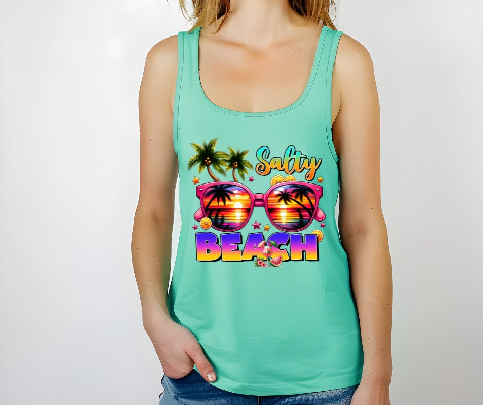 Salty Beach Sunglasses Summer DTF Transfer Print Ready To Press