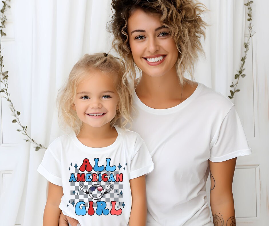 All Americah Girl- 4th Of July DTF Transfer Print- Ready To Press