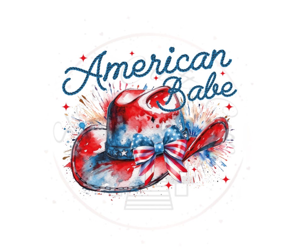 American Babe USA Fourth of July DTF Transfer - Print Ready To Press - Patriotic Heat Transfer Design