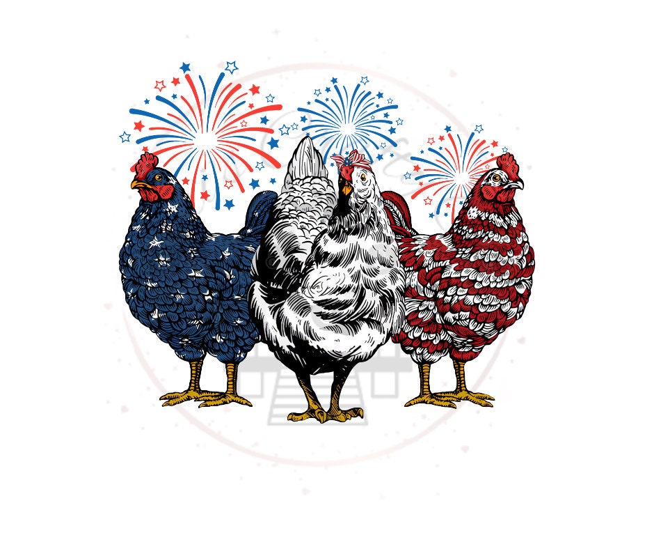 4th Of July Chickens- Patriotic DTF Transfer Print- Ready To Press