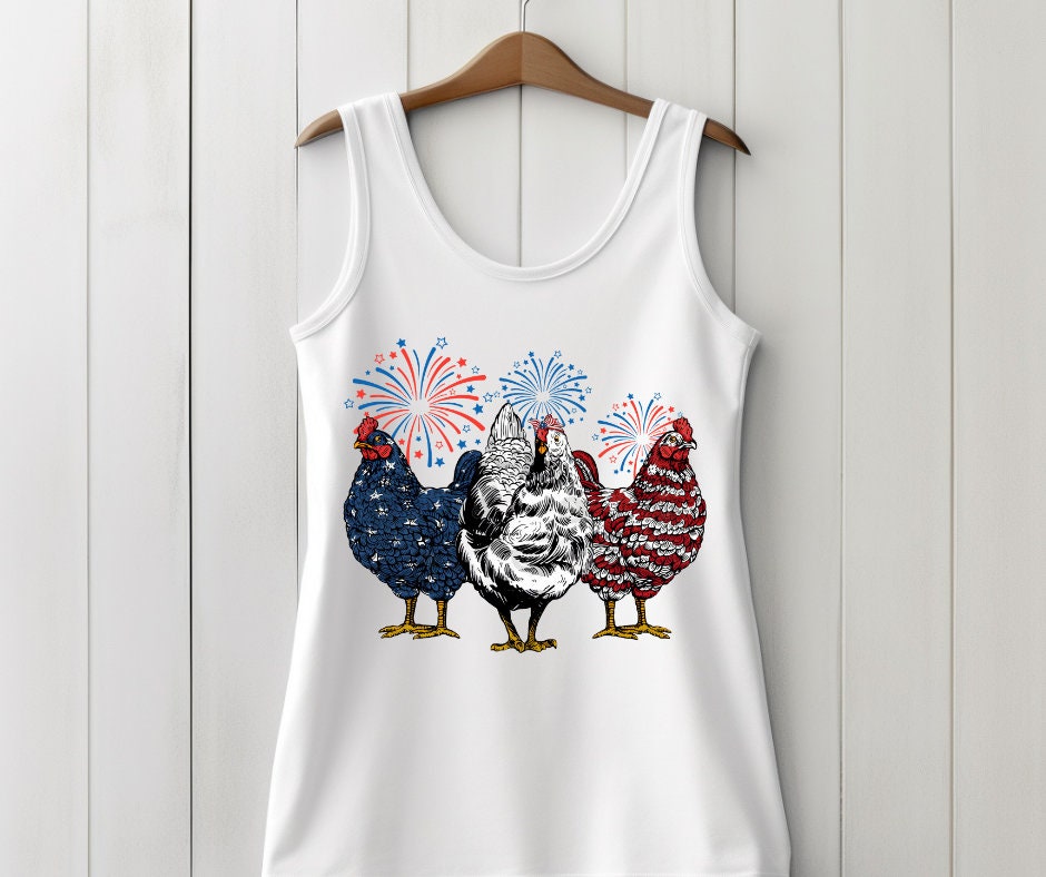4th Of July Chickens- Patriotic DTF Transfer Print- Ready To Press