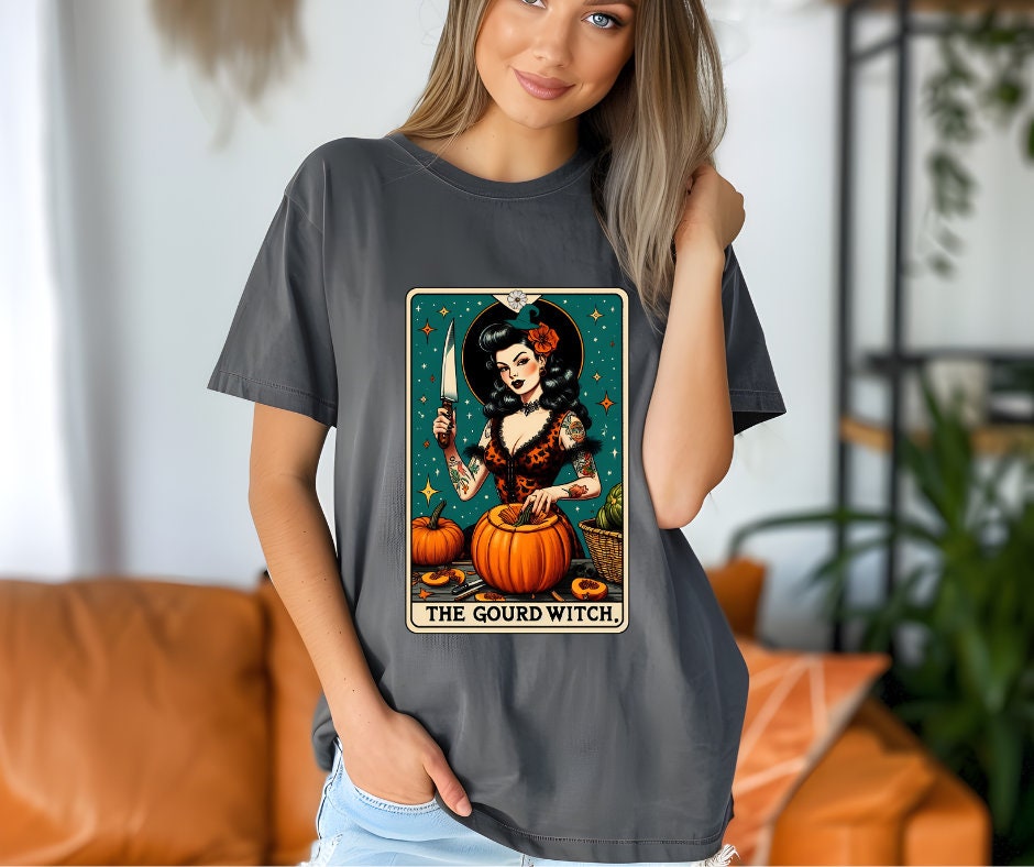 The Gourd Witch Tarrot Card- Fall DTF Transfer Print- Ready To Press