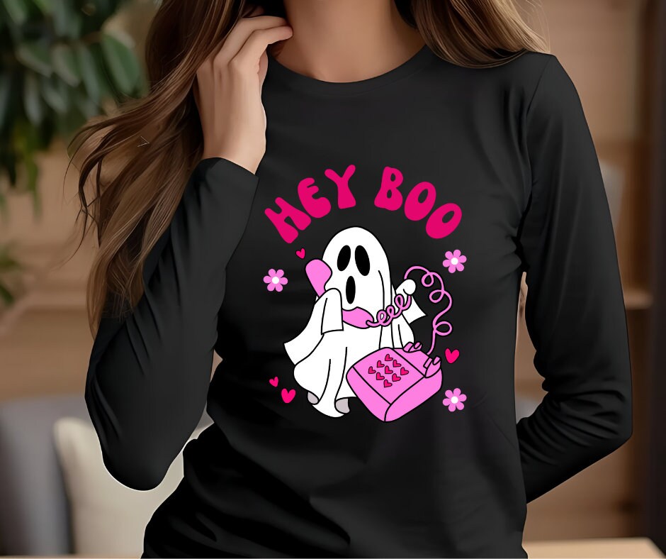 Hey Boo-Cute Ghost DTF Transfer Print- Ready To Press