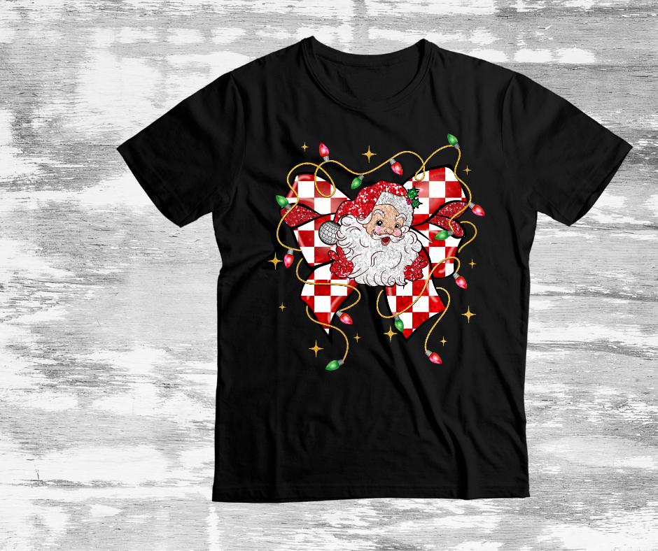 Retro Santa Coqutte Bow- Christmas DTF Transfer Prints- Ready To Press