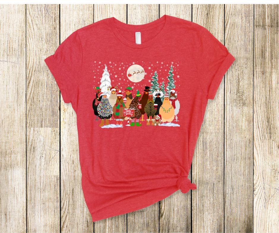 Chickens Searching The Sky On Christmas- DTF Tranfer Prints- Ready To Press