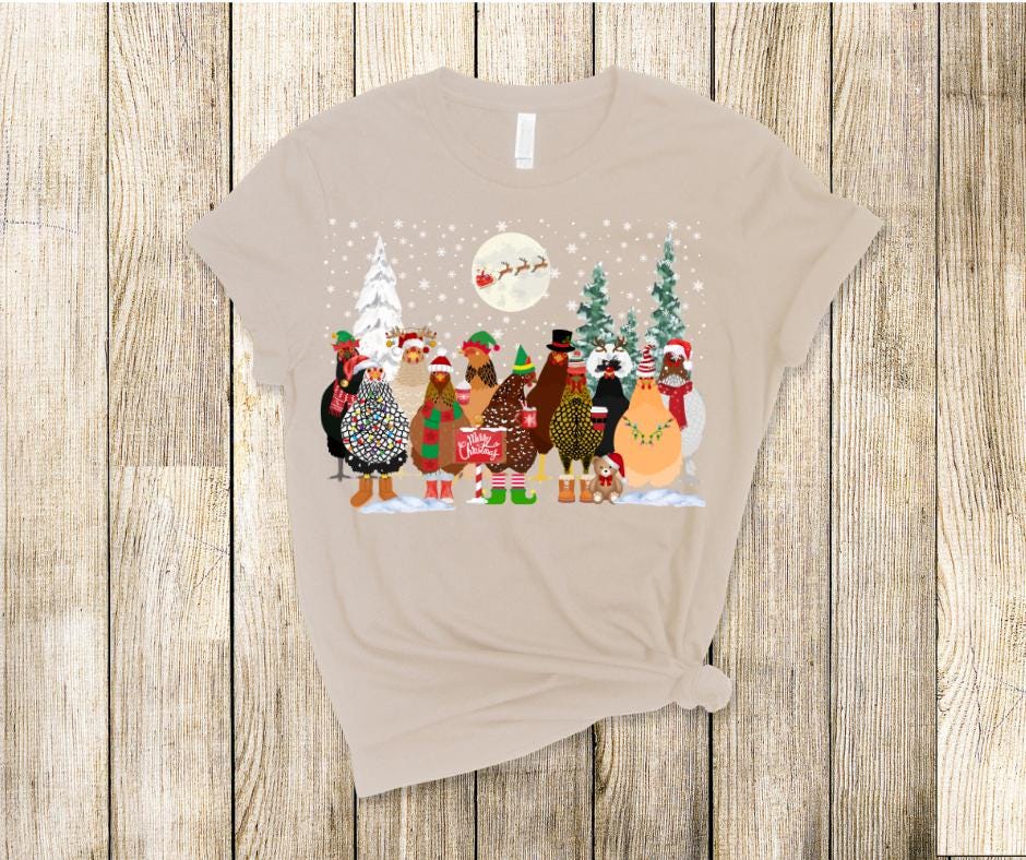 Chickens Searching The Sky On Christmas- DTF Tranfer Prints- Ready To Press