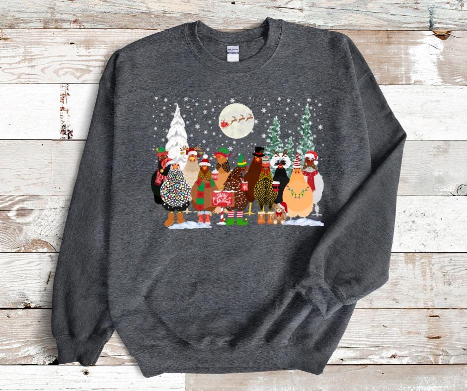 Chickens Searching The Sky On Christmas- DTF Tranfer Prints- Ready To Press