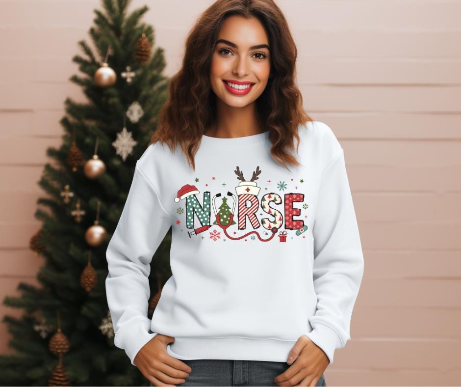 Festive Nurse- Christmas Nurse DTF Transfer Print- Ready To Press