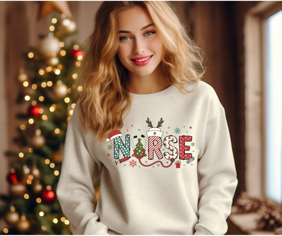 Festive Nurse- Christmas Nurse DTF Transfer Print- Ready To Press