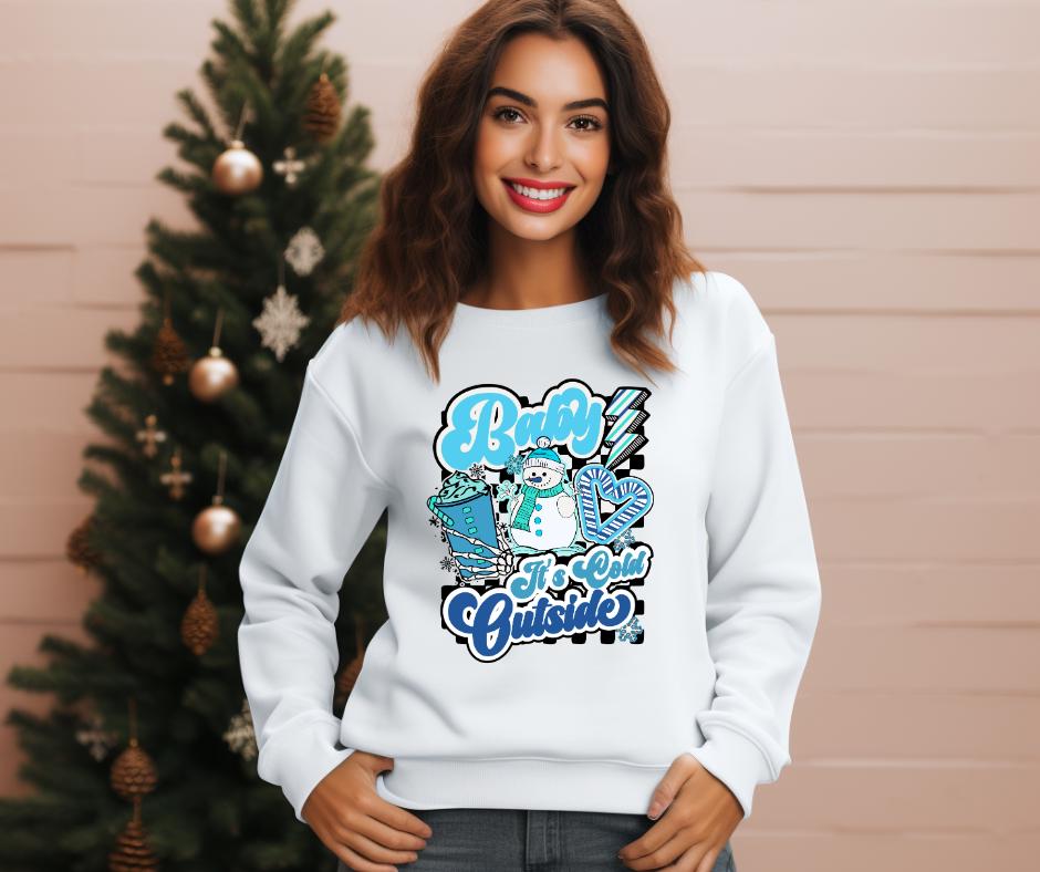 Baby Its Cold Outside- Retro Snowman DTF Transfer Prints- Ready To Press