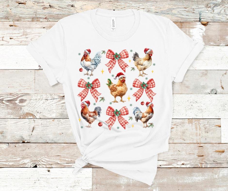 Coquette Christmas Chickens- Christmas DTF Transer Prints- Ready To Press