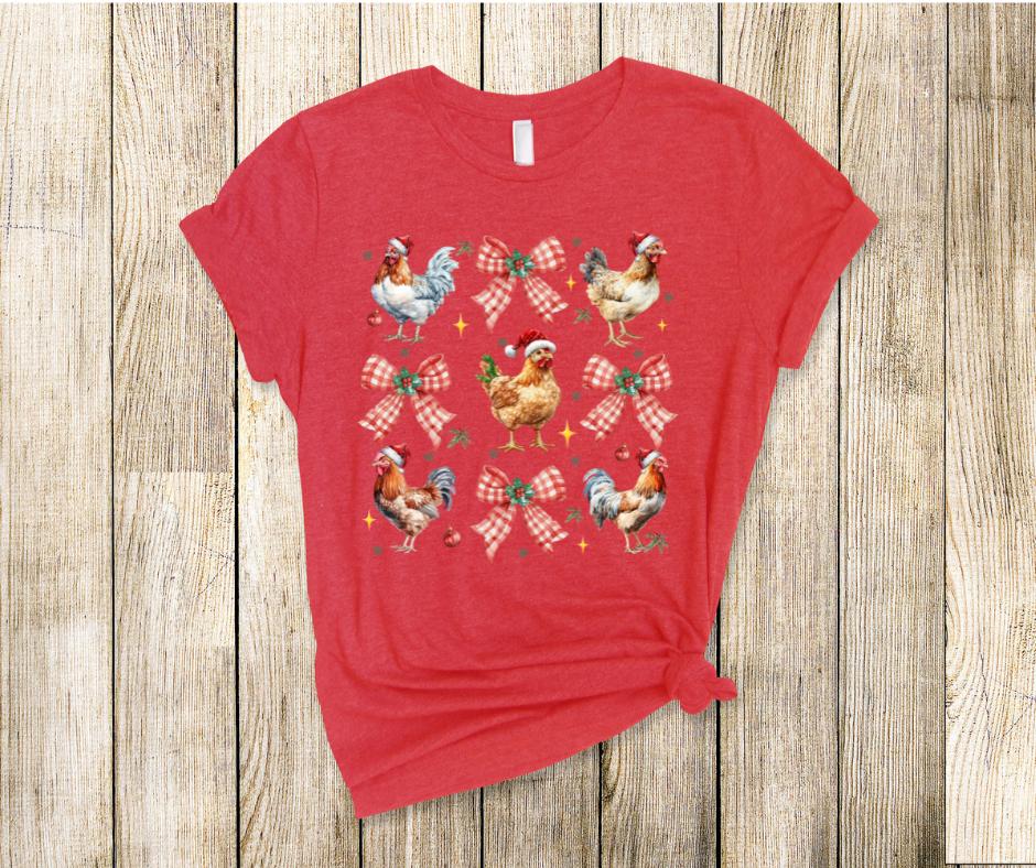 Coquette Christmas Chickens- Christmas DTF Transer Prints- Ready To Press