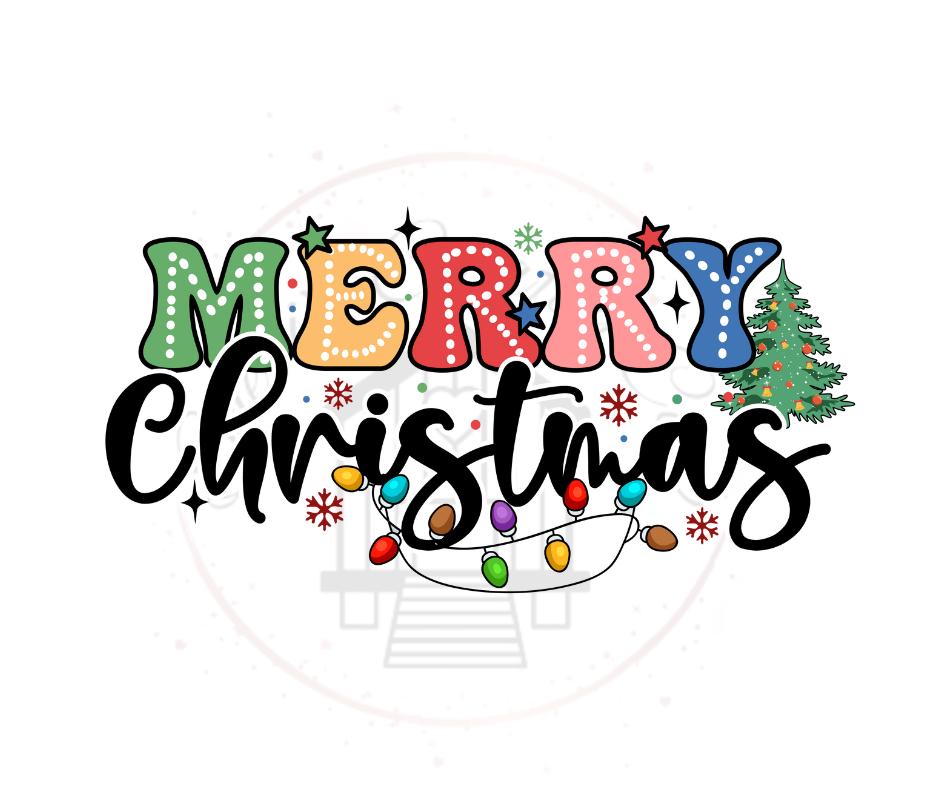 Merry Christmas Dot Design- Cute Christmas DTF Transfer Prints- Ready To Press