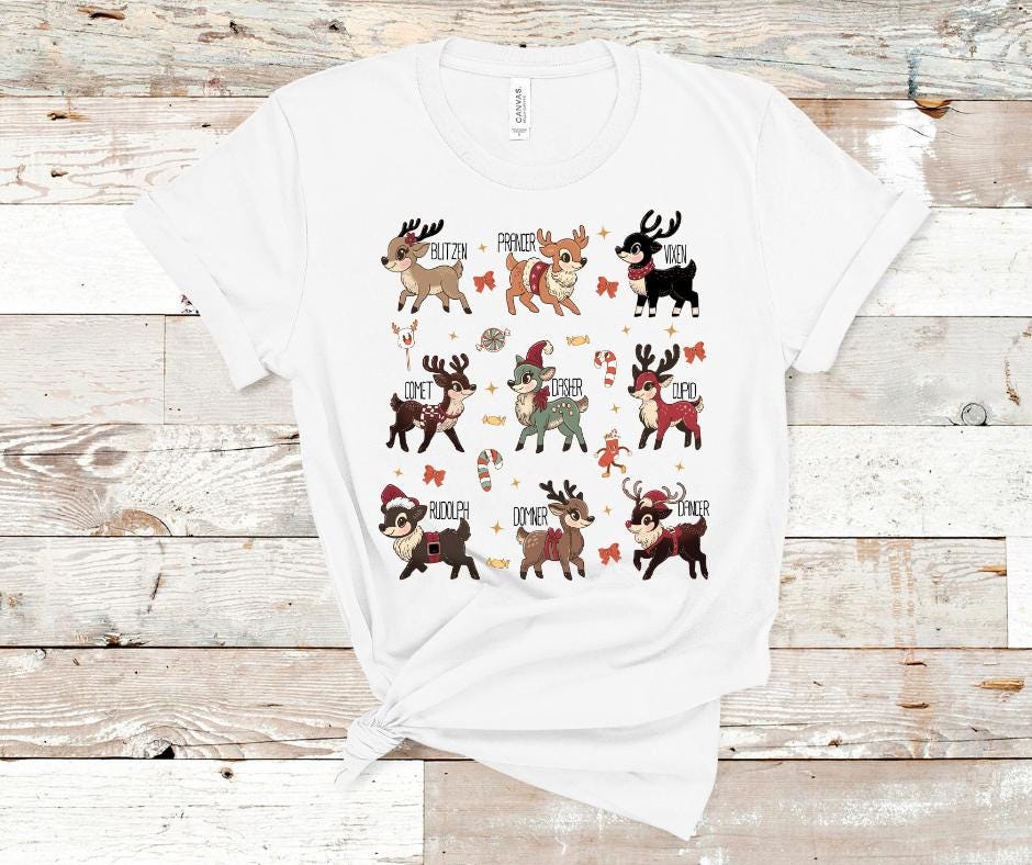 Santa's Reindeer- Christmas DTF Transfer Prints- Ready To Press
