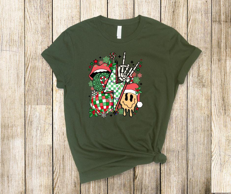 Rockin' Christmas Vibes- Christmas DTF Transfer Print- Ready To Press