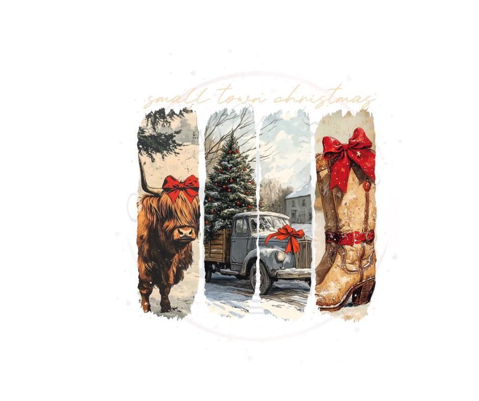 Vintage Small Town Country Christmas- Christmas DTF Transfer Print- Ready To Press