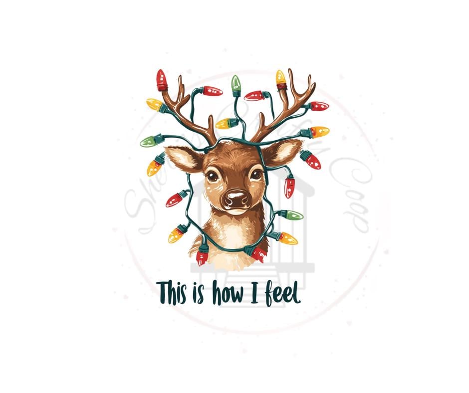 This Is How I feel Deer- Christmas Deer With Lights- DTF Transfer Print- Ready To Press