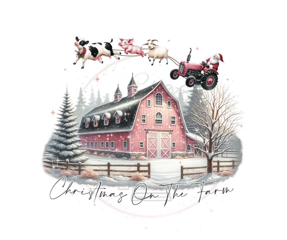 Christmas Night On The Farm- Country Christmas DTF Transfer Print- Ready To Press