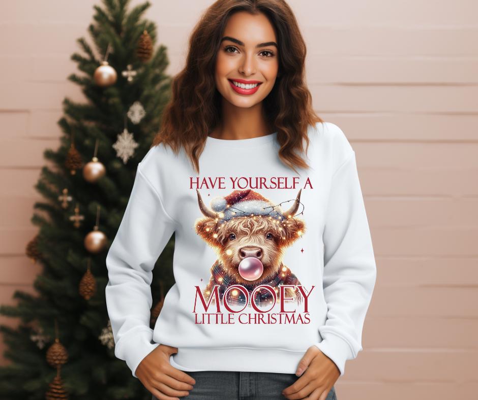 Have Yourself A Mooey Little Christmas- Christmas Cow DTF Transfer Print- Ready To Press