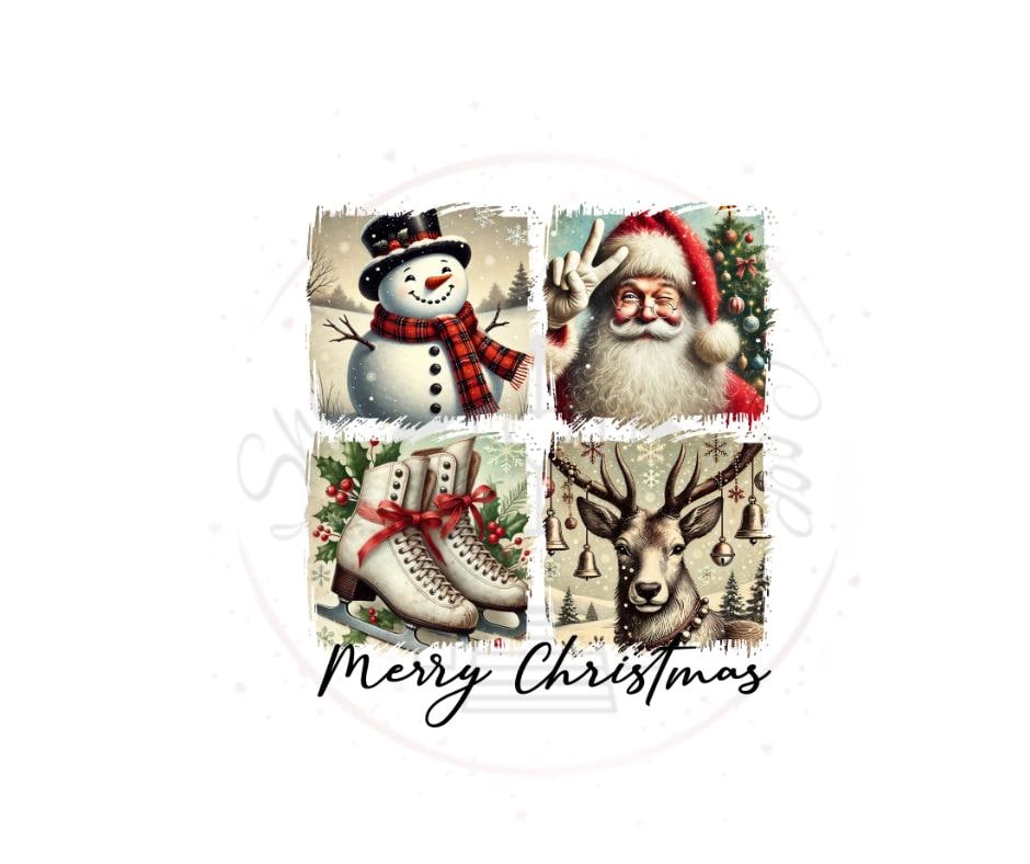 Vintage Merry Christmas- Christmas DTF Tranfser Prints- Ready To Press