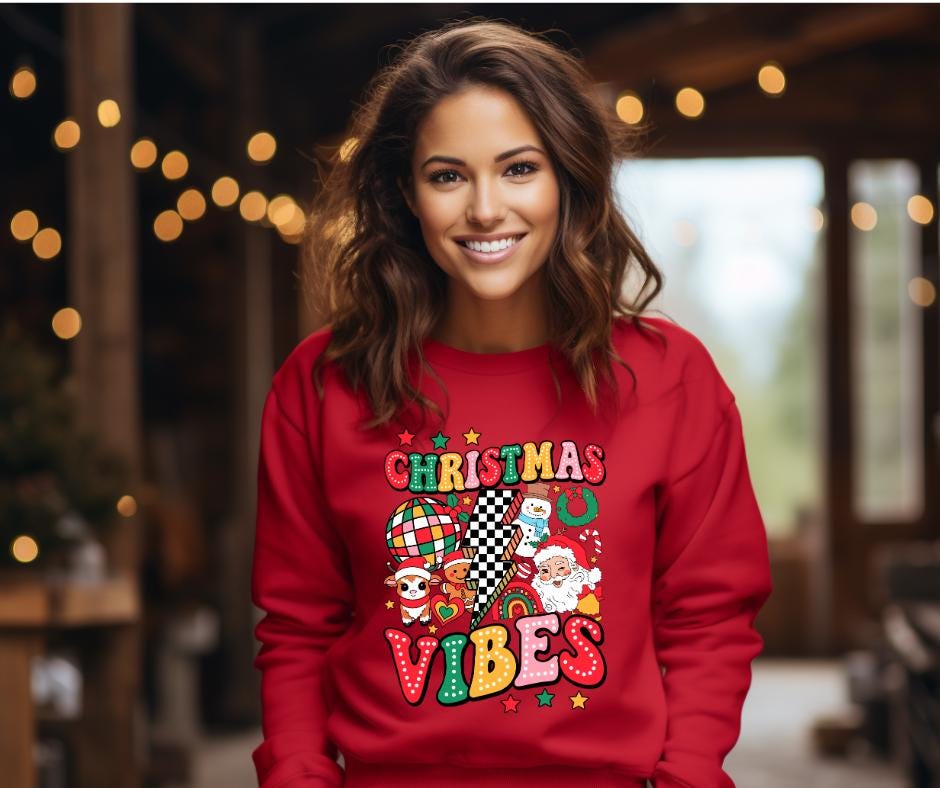 Christmas Vibes Retro Doodle Dots- Christmas DTF Transfer Prints- Ready To Press