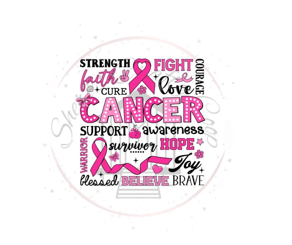 Strenght/Hope/Breast Cancer Awareness- DTF Transfer Print- Ready To Press