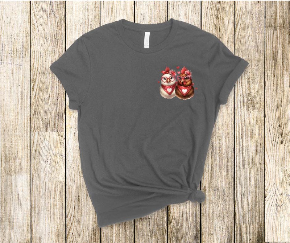 Adorable Valentines Chickens- Chicken DTF Transfer Prints- Ready To Press
