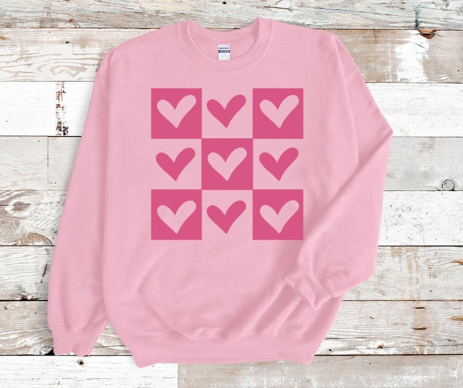 Retro Pink Hearts- Valentines Day DTF Transfer Prints- Ready To Press